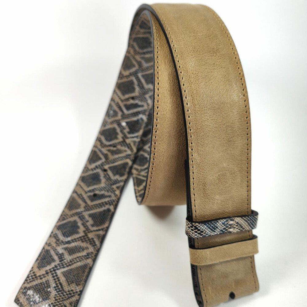 Ceinture reversible femme Tabac / Imprimé lézard stylisé